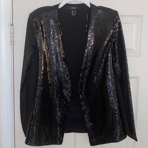 Black Sequin Evening Cape Blazer
